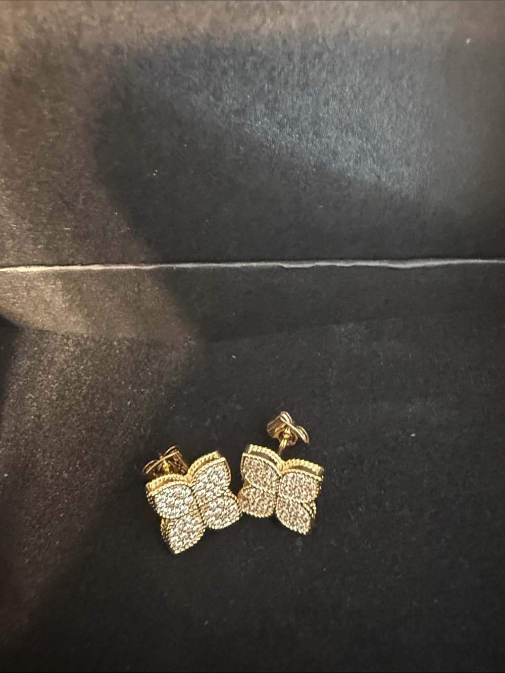 Gold Plated Butterfly Stud Earrings - Sparkling Crystal Butterfly Earrings